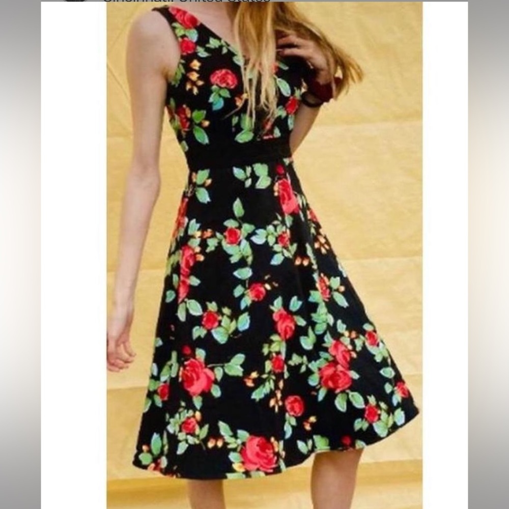 Black Rainbow Vintage Floral Retro Dress - Picture 3 of 7